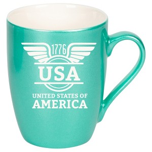 100 North United States of America 10 Ounce Seafoam Metallic Finish, Comfortably Fits Your Hands, New Bone China Coffee Tea Cup Mug, USA United States - 1 of 1