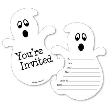 Big Dot of Happiness Spooky Ghost - Shaped Fill-in Invitations - Halloween Party Invitation Cards with Envelopes - Set of 12