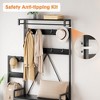 Industrial Entryway Hall Tree with Bench Shoe Storage & Coat Rack, Modern Mudroom Furniture with Shelves for Small Space Apartments, Black - 2 of 4
