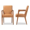 2pc Andrea Faux Leather and Wood Armchairs Brown - Baxton Studio: Elegant Accent Seating, Spot Clean, 30 Day Warranty - 3 of 4