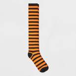 Women's Striped Halloween Over the Knee Socks - Hyde & EEK! Boutique™ Orange/Black 4-10