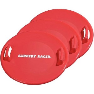 Slippery Racer Heavy-Duty Cold Weather Downhill Pro Adults and Kids Plastic Outdoor Winter Saucer Disc Snow Sleds with Handles. (3 Pack) - 1 of 4