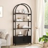 Arched Bookshelf, Bookcase with Doors Storage, 71.5 Inches Tall Industrial Book Shelf - 3 of 4