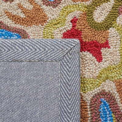 Handmade Black Floral Easy-Care Rectangular Area Rug