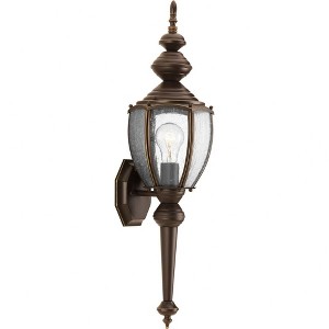 Progress Lighting Roman Coach 1-Light Medium Wall Lantern in Antique Bronze with Seeded Glass Panels - 1 of 2