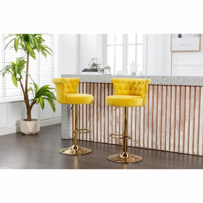 Vynxaria COOLMORE Swivel Bar Stools Set of 2 Adjustable Counter Height Chairs with Footrest for Kitchen, Dining Room 2PC/SET