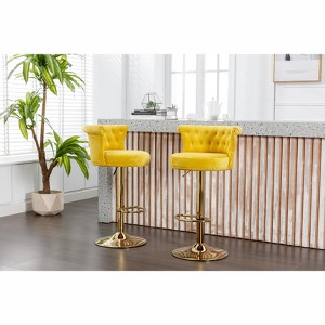 Vynxaria COOLMORE Swivel Bar Stools Set of 2 Adjustable Counter Height Chairs with Footrest for Kitchen, Dining Room 2PC/SET - 1 of 4