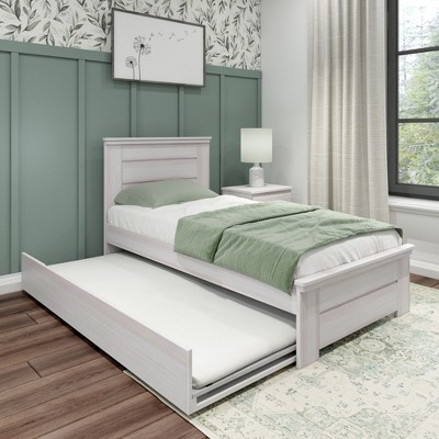 Max & Lily Farmhouse Twin Bed With Panel Headboard With Trundle, White ...