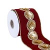 4" Sequin Beaded Velour Velvet Ribbon Burgundy - National Tree Company - 4 of 4