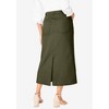 Jessica London Women's Plus Size Classic Cotton Denim Midi Skirt - 3 of 4