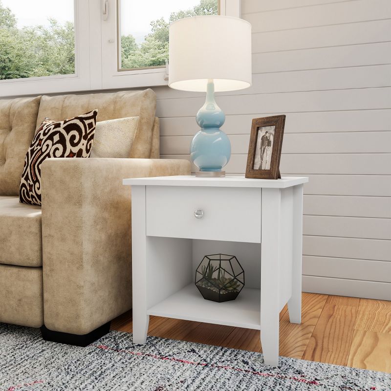 Hastings Home End Table Nightstand With Drawer for Living Room or Bedroom - White, 1 of 8