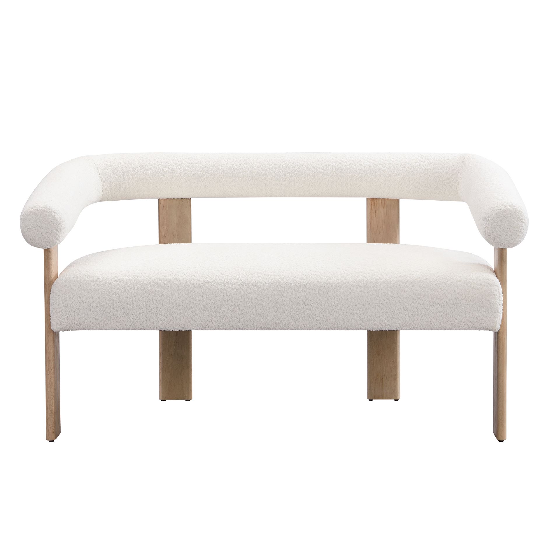 Christopher Knight Home Webb 53" Modern Rubberwood Boucle Upholstered Loveseat, Beige