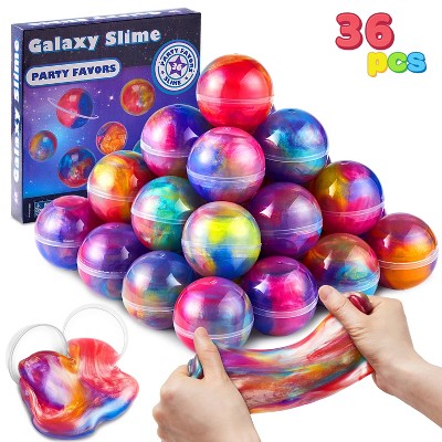 Joyfy 36Pcs Galaxy Slime Ball Party Favors, Stretchy Non-Sticky Safe for Girls Boys, Classroom Reward, Easter Basket Stuffers, Birthday Party Supplies