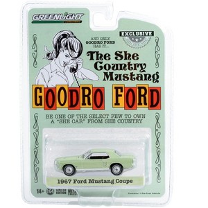 1967 Ford Mustang Limelite Green "She Country Special" "Bill Goodro Ford, Denver, Colorado" 1/64 Diecast Model Car made by Greenlight - 1 of 3