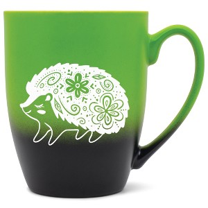 Elanze Designs 12 Ounce Two Toned Ombre Ceramic Tea Coffee Cup Mug Green Black Woodland Floral Hedgehog - 1 of 4