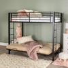 Twin Over Futon Analise Kids' Metal Bunk Bed Black - Saracina Home: Built-In Ladder & Guard Rails, No Box Spring Needed - 2 of 4