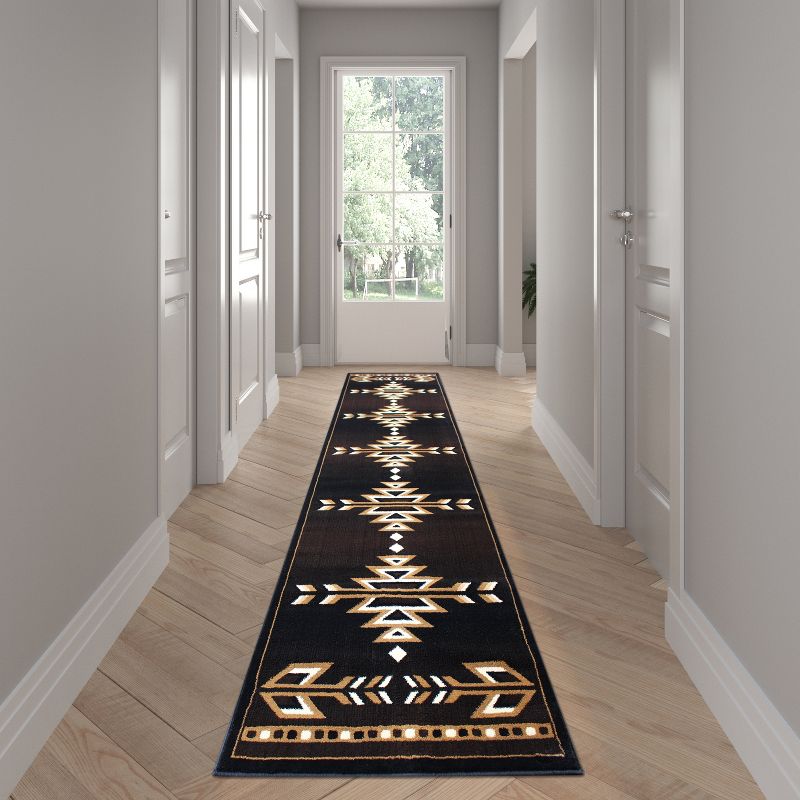 Emma and Oliver Olefin Accent Rug with Southwestern Geometric Arrow Design and Natural Jute Backing, 2 of 6