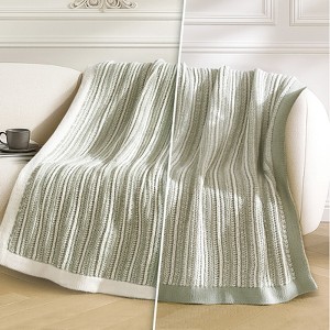 Amelie Home Chenille Knit Throw Blanket, Striped Cozy Decorative Throw for Sofa, Bed & Living Room - 1 of 4
