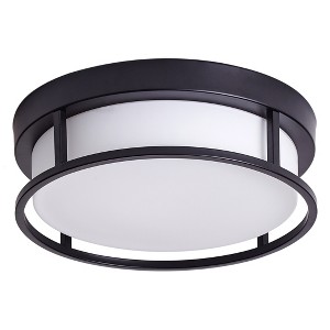 Dewdrop Modern Flush Mount Ceiling Light, Black Metal Frame with Frosted Glass Shade, Drum Style Fixture - 1 of 4