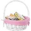 Traditional White Round Willow Gift Basket with Gingham Liner and Sturdy Foldable Handles, Food Snacks Storage Basket - 4 of 4