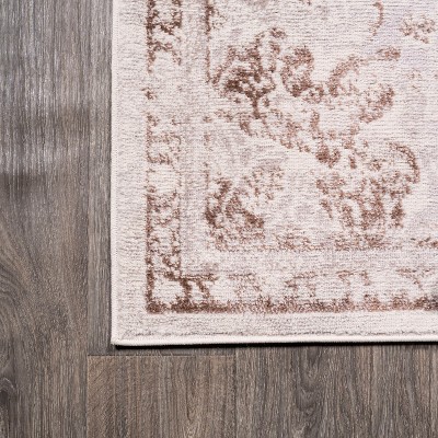 Alhambra Red and Cream Synthetic Medallion Area Rug