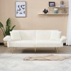 KTMBDW Futon Sofa Bed, Vintage Couch with Adjustable Backrest & Armrests, Convertible Futon Sofa Couch for Living Room, Corduroy Couchs - 3 of 4