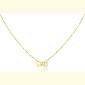 Heart Initial Necklace 14K Gold Plated Christmas Stocking Stuffer for Teens O - 1 of 4