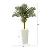 Nearly Natural 4.5-ft Golden Cane Artificial Palm Tree in Tall White Planter - image 2 of 4