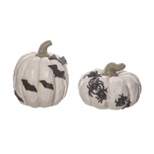 Transpac Resin 6.25 in. Multicolor Halloween Faux Hand carved Pumpkin Set of 2