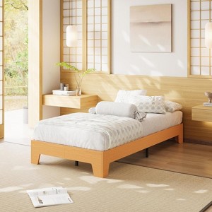 Acekool Platform Wood Bed Frame, No Headboard, Storage, Wooden Metal Slats - 1 of 4
