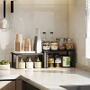 LunaLulinlk 2-Tier Stackable Kitchen Shelf Organizer – Adjustable Countertop Storage for Spices, Utensils, Expandable Metal, Wood Design, Black - 2 of 4