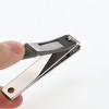 Unique Bargains Foldable Large Flat Mouth Nail Clipper Bright Black Silver Tone 1 Pc - 2 of 4