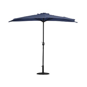 Westintrends 9Ft Half Round Umbrella with Half Resin Base Included for Outdoor Patio Window Shade Wall Balcony - 1 of 3