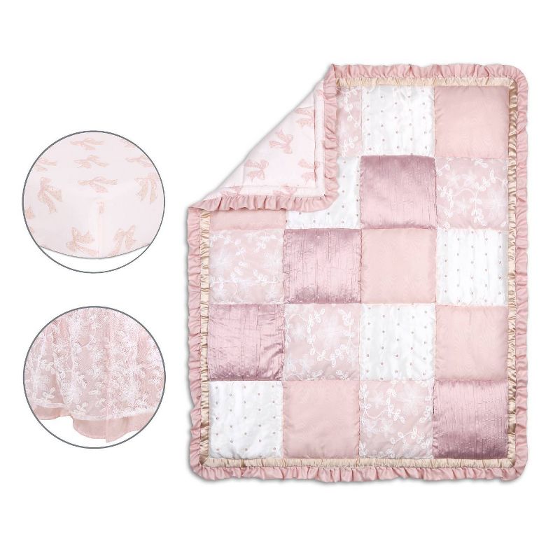 The Peanutshell Elegant Grace Baby Crib Bedding Set - Pink/Gold - 4pc, 2 of 6