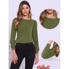 INSPIRE CHIC Women's Casual Crew Neck Long Sleeve Button Down Tops - 2 of 4