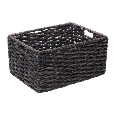 Hastings Home Handmade Rectangular Twisted Wicker Baskets - Set of 2 - Black