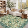 Vintage Floral Area Rug Washable Rugs Stain Resistant Easy Cleaning Indoor Carpet With Non-Slip Backing Low Pile Rug - 3 of 4