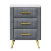 FONTOI Upholstered Wooden Nightstand with 3 Drawers&Handles, Bedside Table with Marbling Stickers Worktop, Grey, 16.3"*21.8"*16.3" - 4 of 4