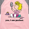 Girls' - Peanuts - Yes I Am Perfect Sally Shirt Tail Raglan Graphic T-shirt - 2 of 4