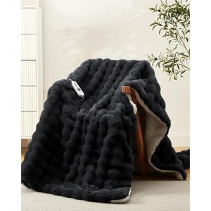 Heated Throw Blanket, Faux Rabbit Fur Electric Throw with 4 Heat Settings, Soft Bubble Blanket with Fast Heating, Auto-Off & Overheat Protection - 1 of 4