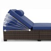 Lounge Chair Outdoor, PE Rattan Wicker Pool Lounge Chairs Set of 2 with Adjustable Backrest, Cushion, Cup Holder, for Poolside, Deck, Gray-Beige - 3 of 4