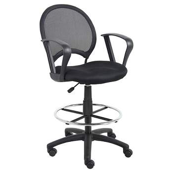 Mesh Drafting Stool with Loop Arms Black - Boss Office Products