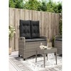 Reclining Patio Bench with Cushions Gray Poly Rattan - 2 of 4