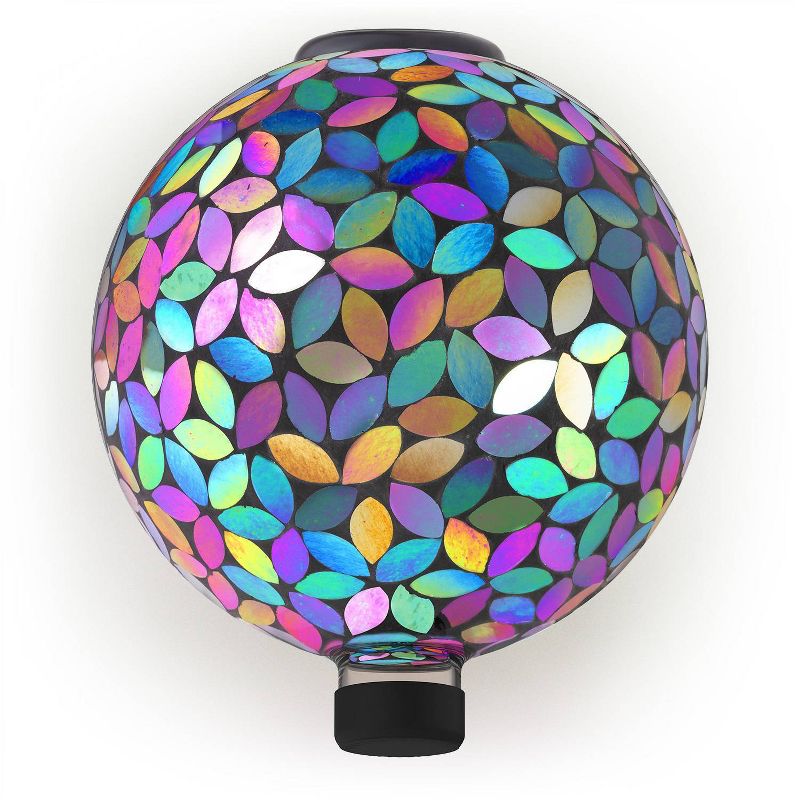 11&#34; Solar Mosaic Iron/Glass Gazing Globe with Stand Purple - Alpine Corporation, 5 of 10