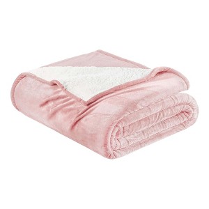 Velvet Plush Blanket with Faux Shearling Reverse - Great Bay Home - 1 of 4