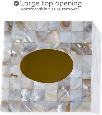 Milano Iridescent White and Beige Capiz Shell Tissue Box Holder
