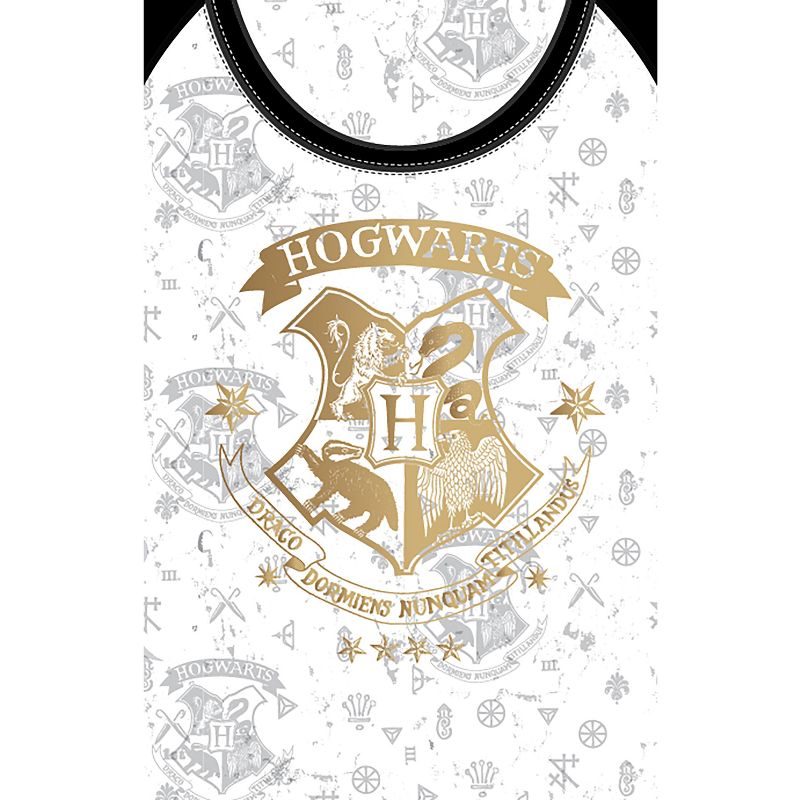 Harry Potter Pajama Hogwarts Gold Crest Short Sleeve Raglan Nightgown, 2 of 4