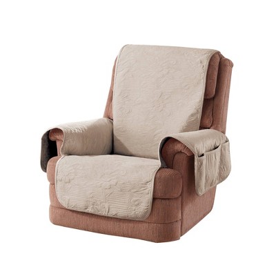 Velvet Recliner Slipcover Taupe - Sure Fit