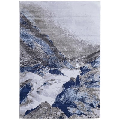 Gaspar Modern Abstract Blue/Gray/White Area Rug