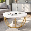 Lirago 31.69" Round Coffee Table 2 Tier Modern Wooden Cocktail Table with Metal Base for Living Room Office Sturdy and Elegant Design White - 2 of 4